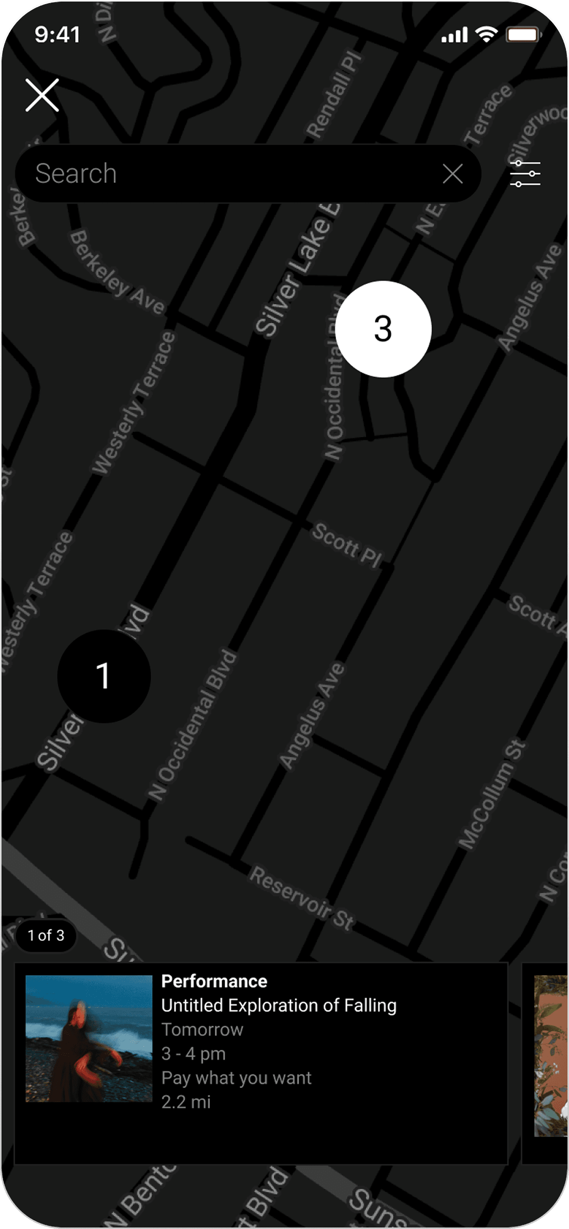 Find a show's exact location on the map